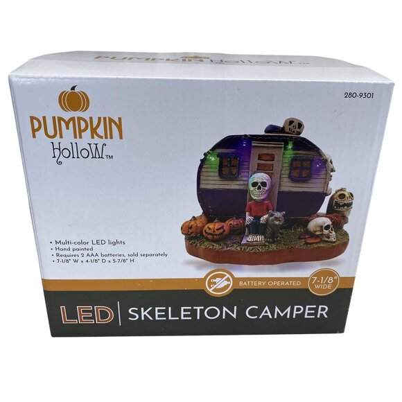 Pumpkin Hollow LED Skeleton Camper Hand Painted Halloween Decor - Picture 2 of 4